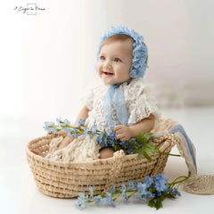 Handmade Straw Braid Baby Basket | Unique | Beige