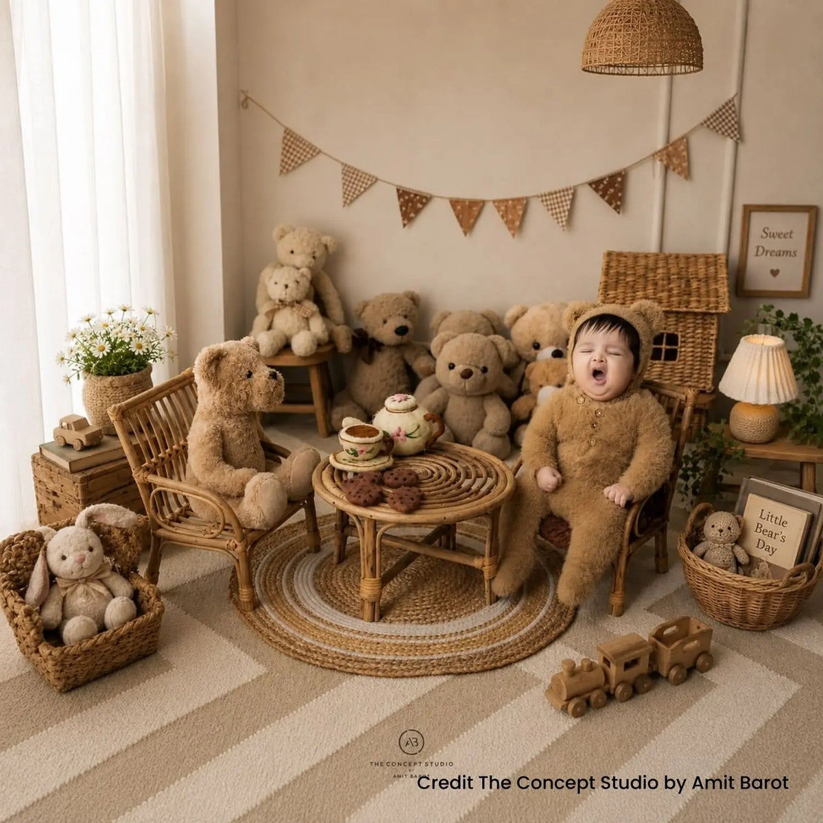 Baby Fur Romper with Bonnet Outfit O057 | 2M | Brown
