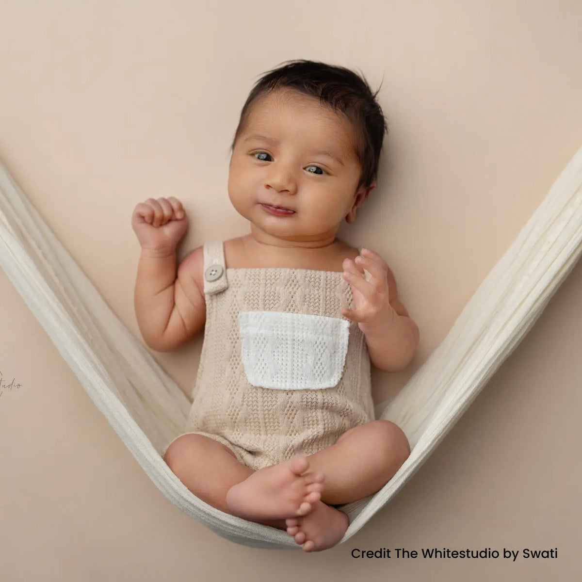 Baby Texture Knitted Romper with Hat O227 | NB | Cream