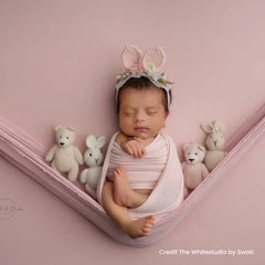 Adorable Handmade Bunny Headband with Floral Jazz H080 | 1Y | Peach