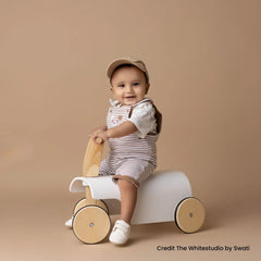 Toddler Ride-On Scooter Prop | Wooden Decorative | White