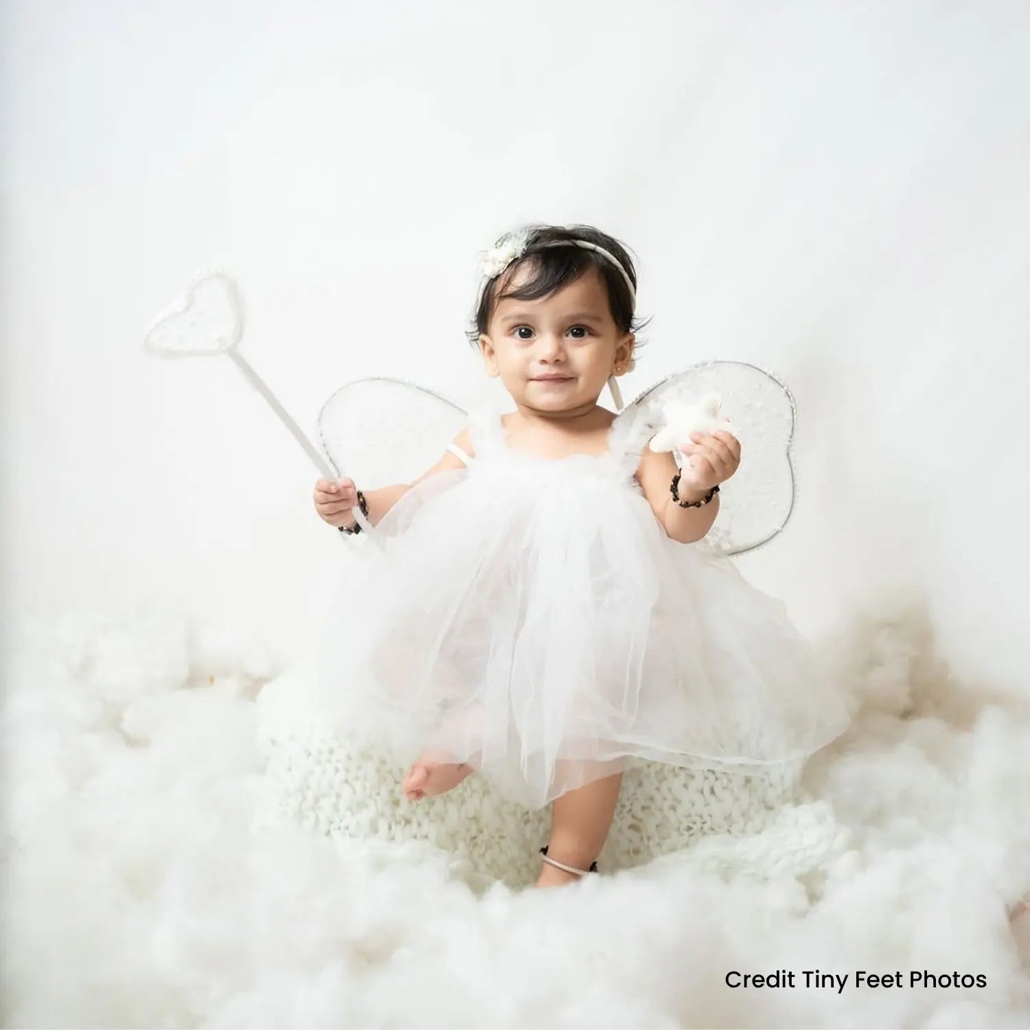Baby Angel Lace Wings with Magic Wand O033 | 12M | White