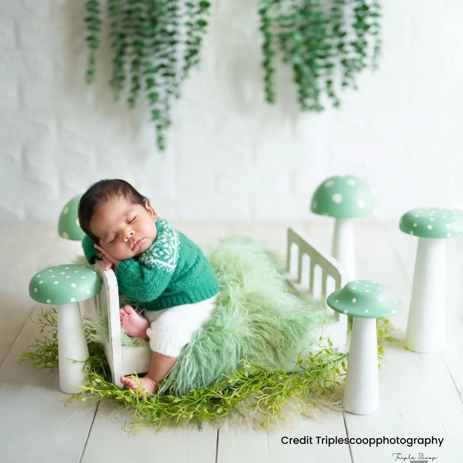 Baby Mohair Top with Shorts and Hat Christmas Special Outfit O029 | NB | Green