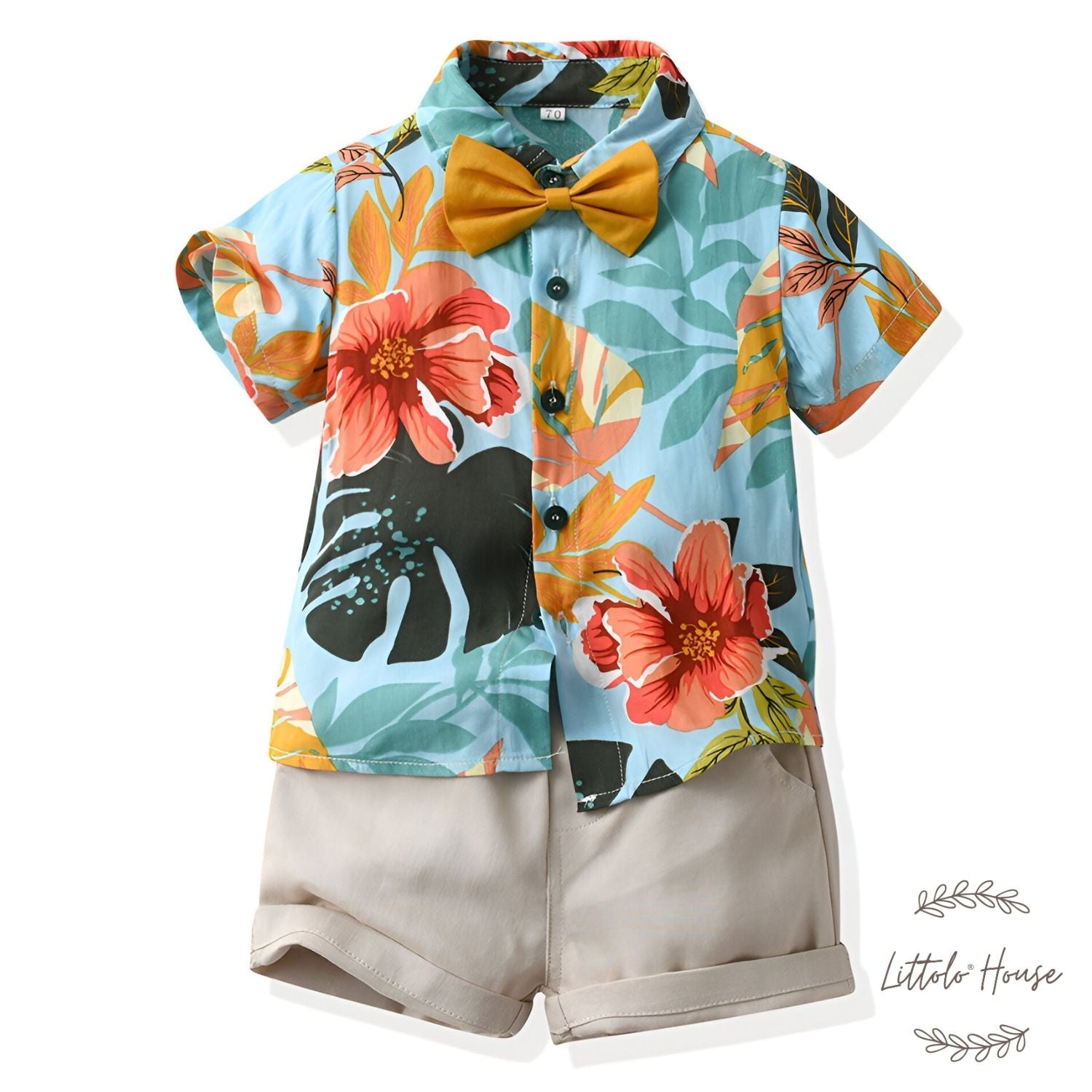 Baby Boy Shirt with Shorts O122 | 1Y | Tropical Flower Print