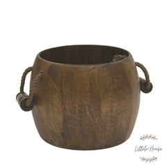Vintage Barrel with Wooden Handles | Wooden Decorative | Brown