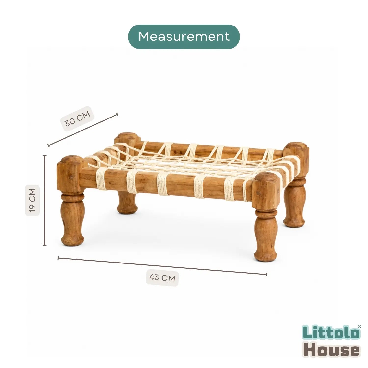 Vintage Charpai / Khatli Style Bed | Wooden Decorative | Brown White