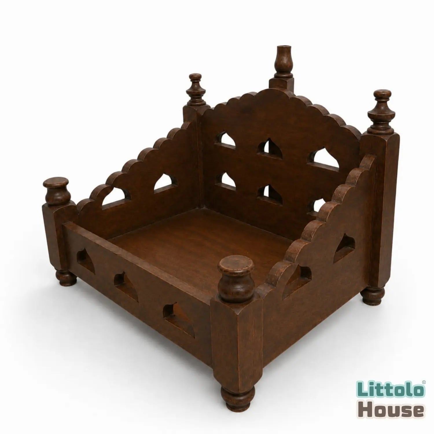 Vintage Rustic Temple Bed Cum Sofa | Wooden Decorative | Natural Wood