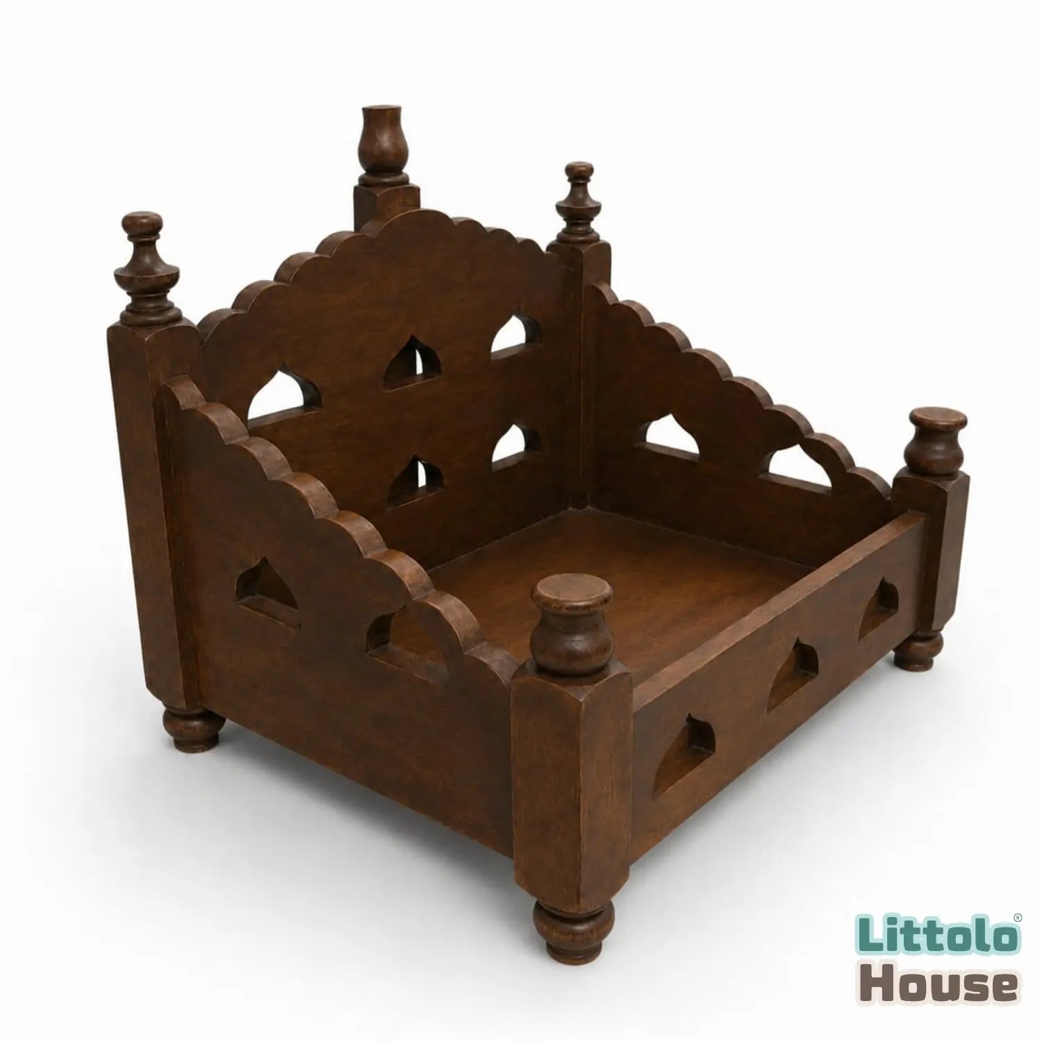 Vintage Rustic Temple Bed Cum Sofa | Wooden Decorative | Natural Wood