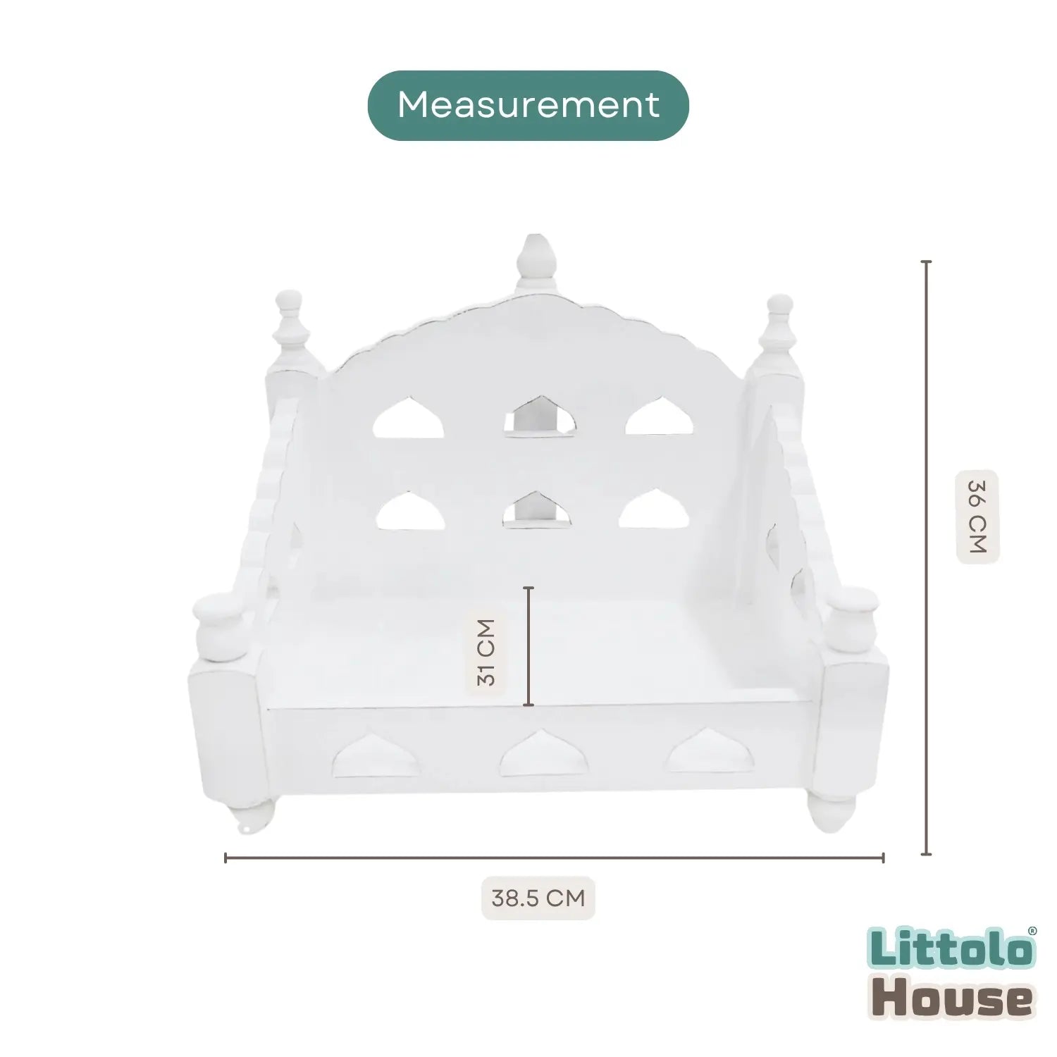 Vintage Rustic Temple Bed Cum Sofa | Wooden Decorative | Rustic White