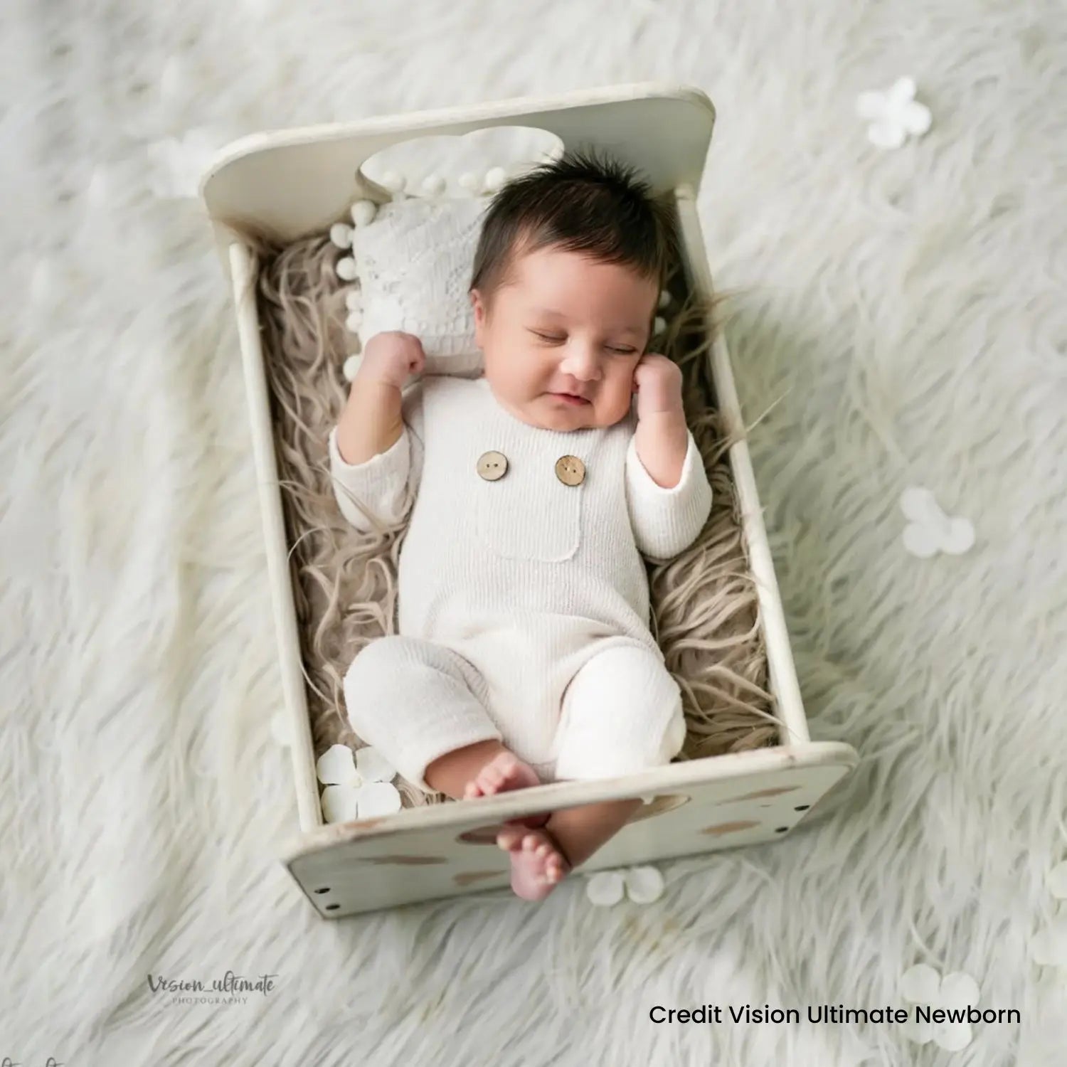 Crate Style Heart Cut Bed | Wooden Decorative | Rustic White
