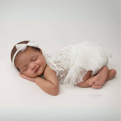 Baby Girl Ruffle Lace Romper with Headband O225 | 3M | White