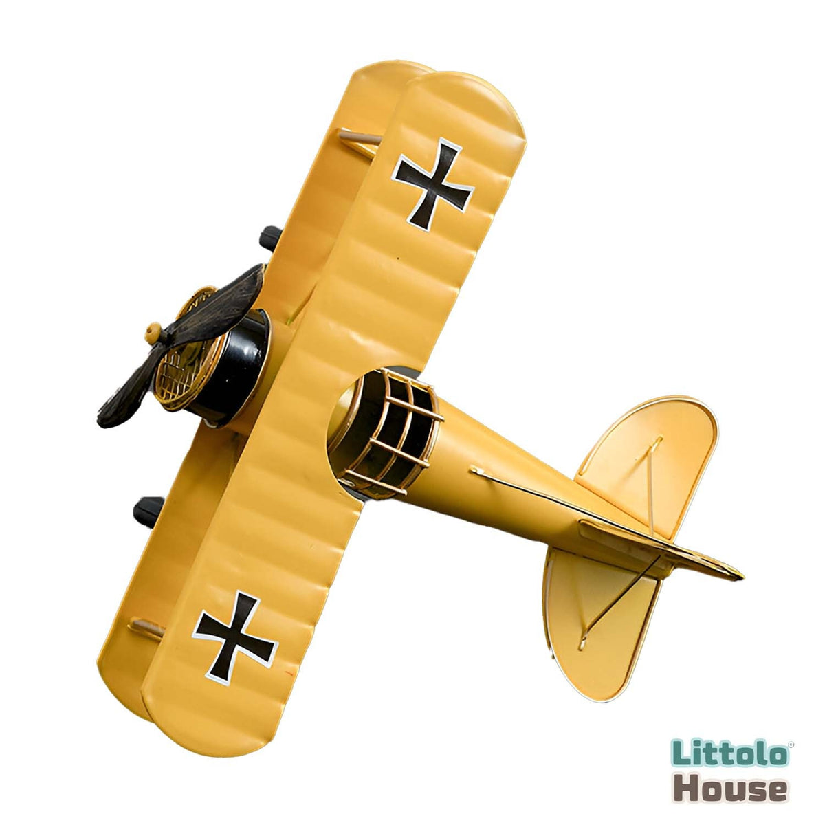 Metal Biplane Photo Prop | Decorative Add-ons | Yellow