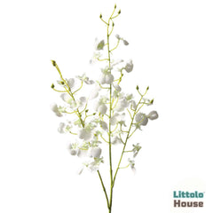 Artificial Dancing LAN Heart Orchid Flower Stick F073 | Pack of 2 | White