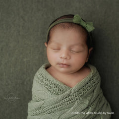 Elegant Ribbed Blanket Layer L046 | Bean Green