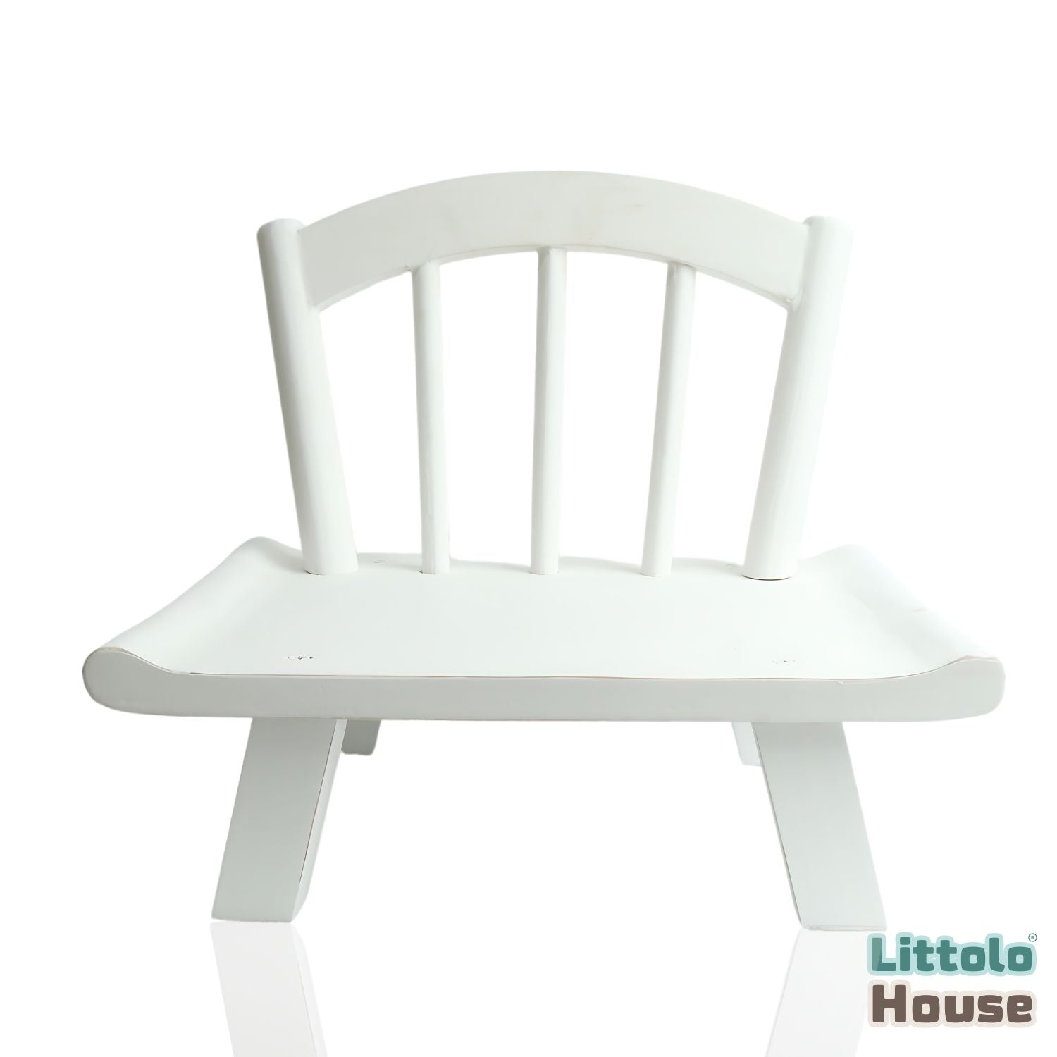 Wide Base Wooden Accent Chair  Wooden Decorative Rustic White