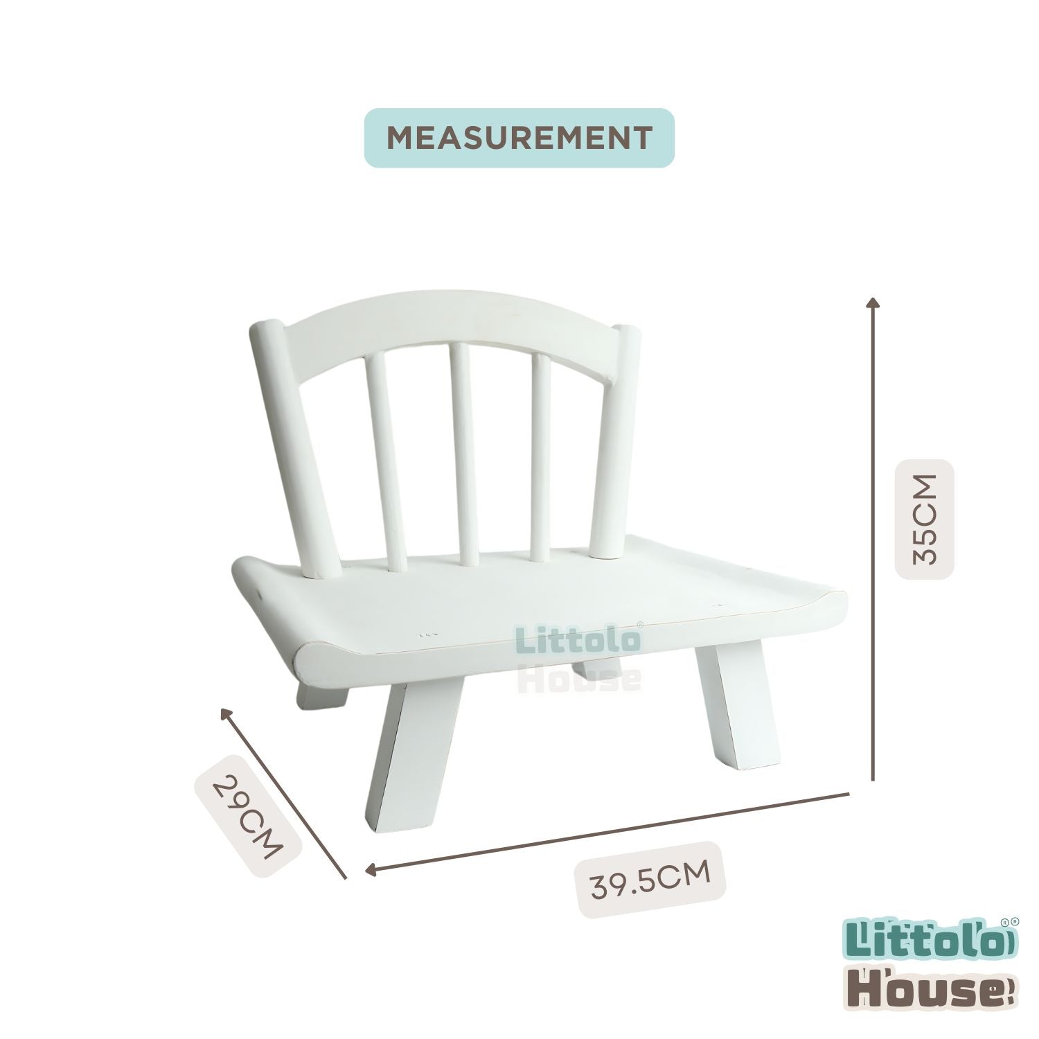 Wide Base Wooden Accent Chair  Wooden Decorative Rustic White