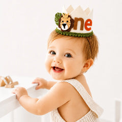 Wild One Safari Cake Smash Birthday Crown D198 | Pack of 1 | Ivory