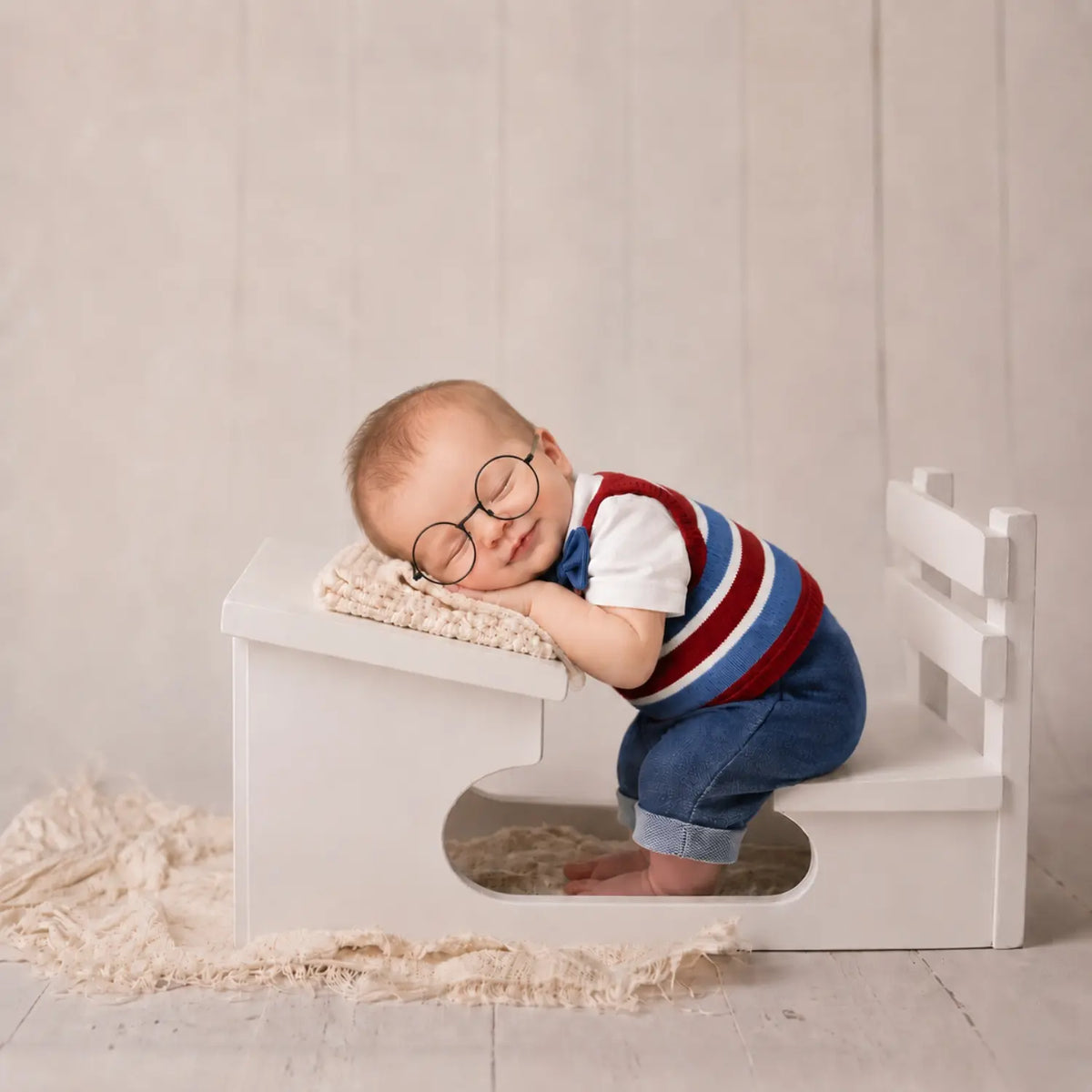 Wooden School Bench | Wooden Decorative | Rustic White