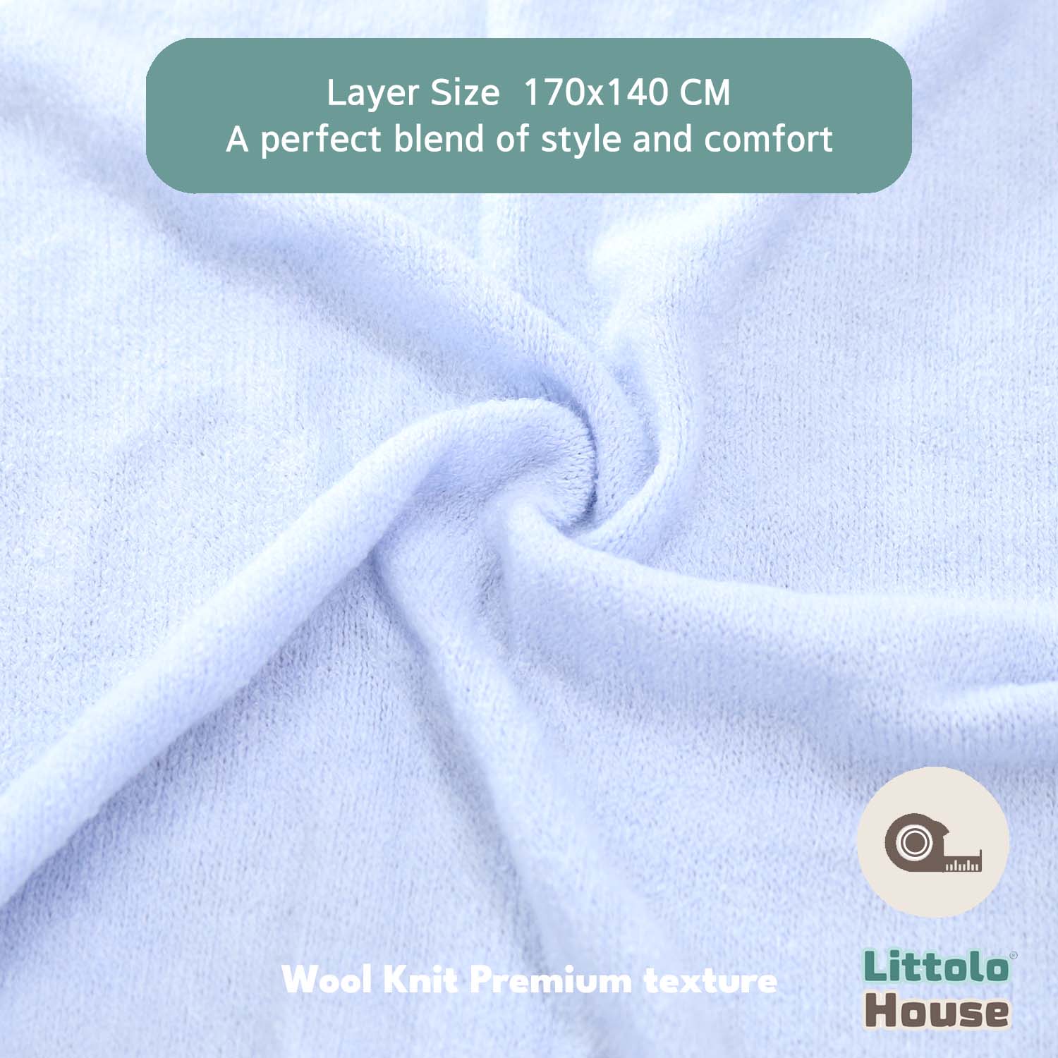 Wool Knit Premium Bean Bag Layer  | Sky