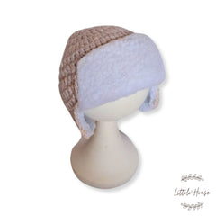 Wool Knitted Trapper Hat B023 | 6M | Light Grey