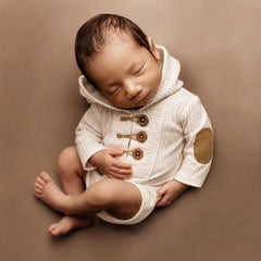 Baby Ribbed Hooded Romper O245 | 2M | Beige