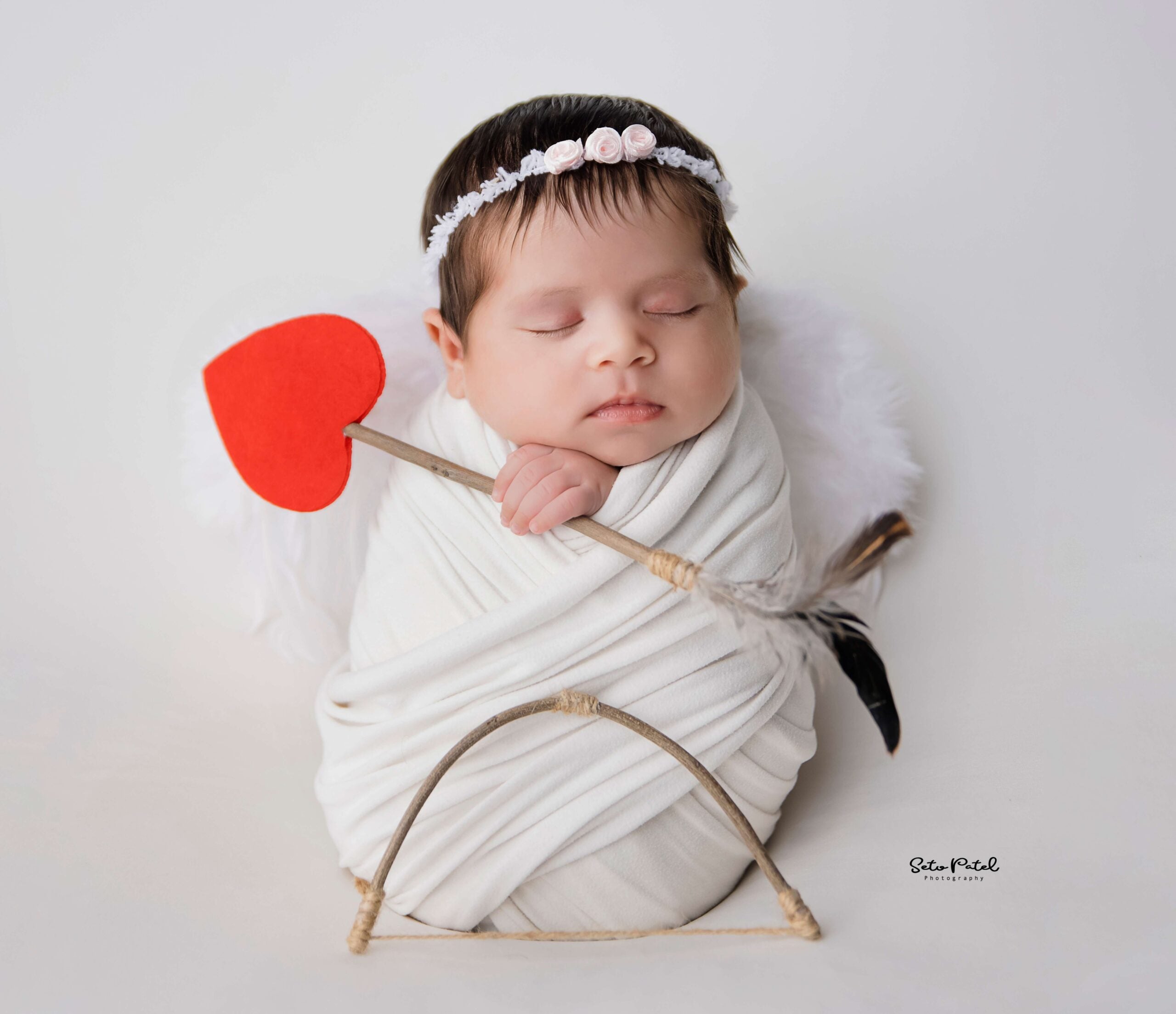 Baby Baby Cupid wings with bow and heart arrows A033 | NB | Rose Gold