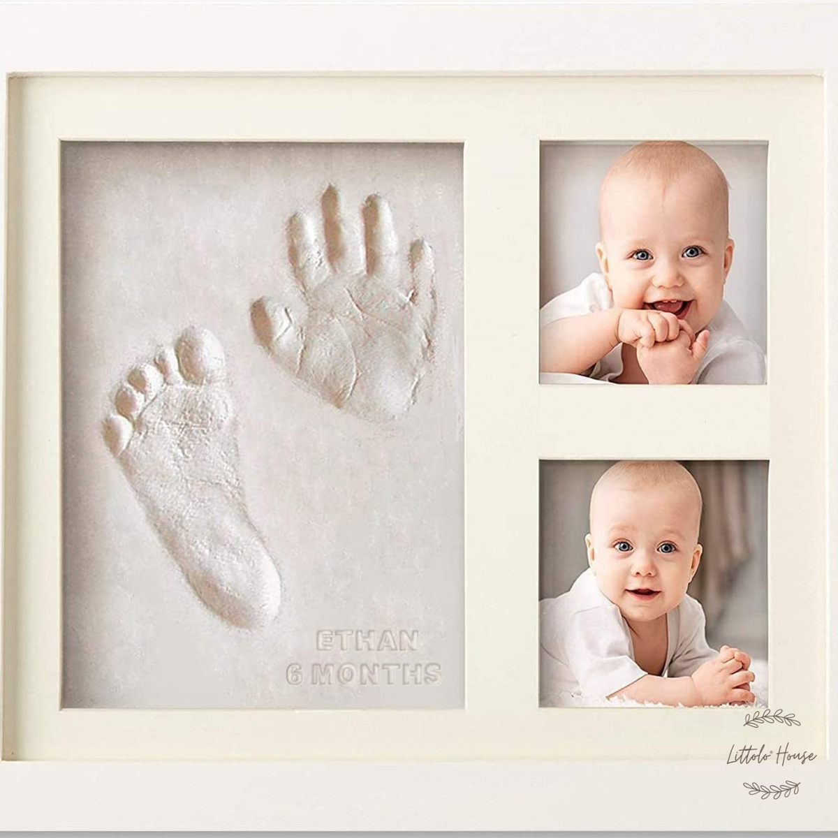 Baby Milestone Hand and Footprint Frame with Clay DIY | Frames | White