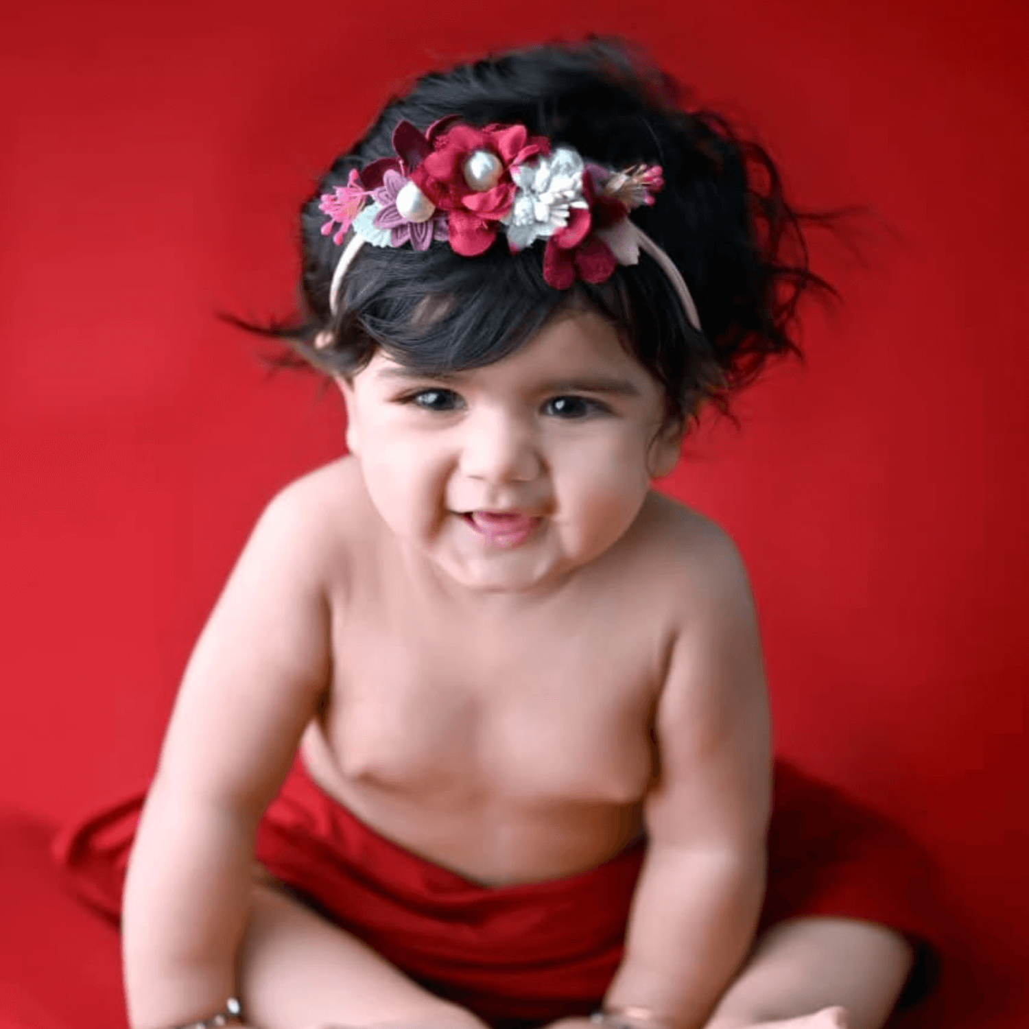 Baby Girl Pearl Flower Hairband H028 | 2Y | Cherry