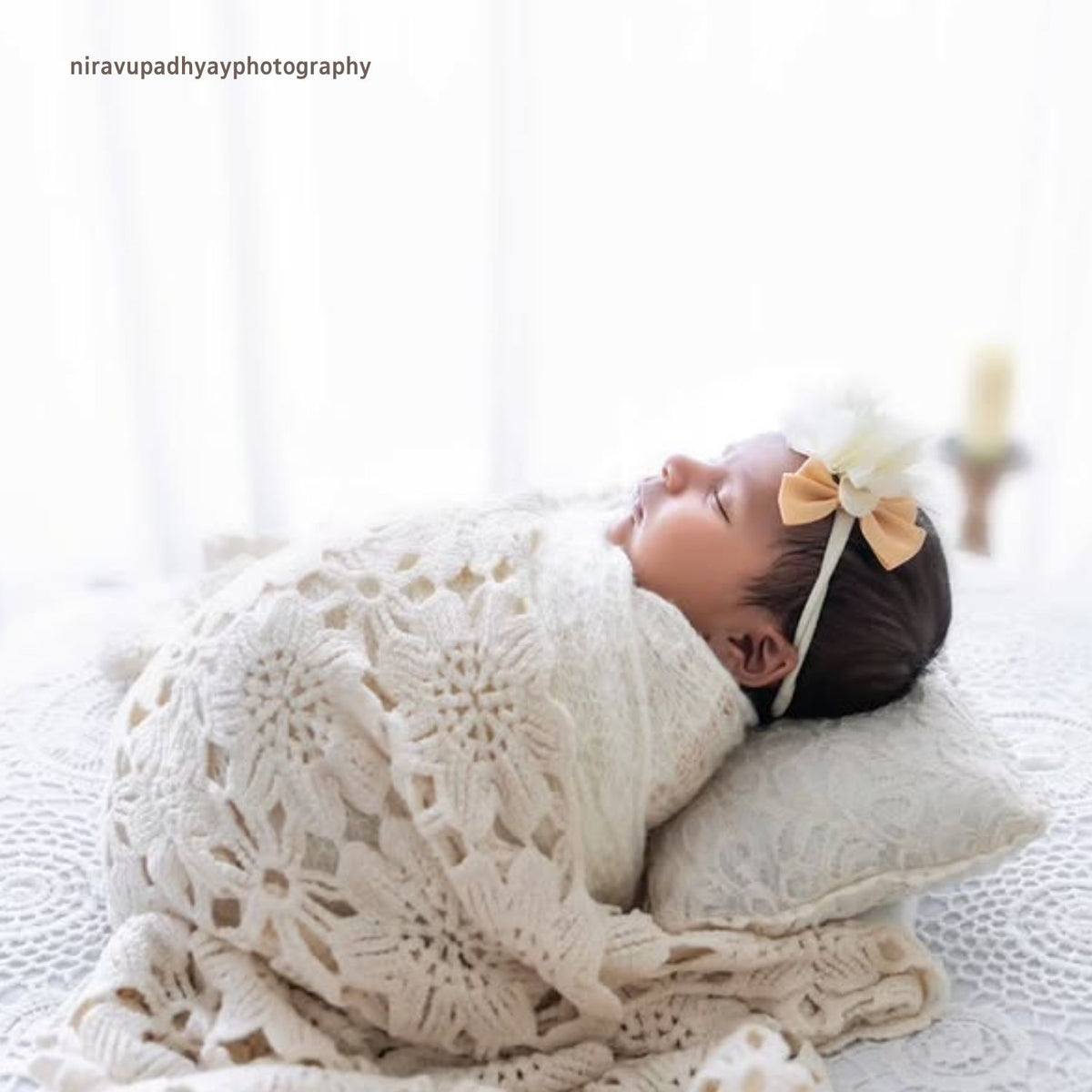 Non Stretch Extravagant Crochet Knitted Layer cum Wrap | Off White