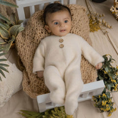 Baby Fur Romper with Rabbit Ears Bonnet O113 | 3M | Beige
