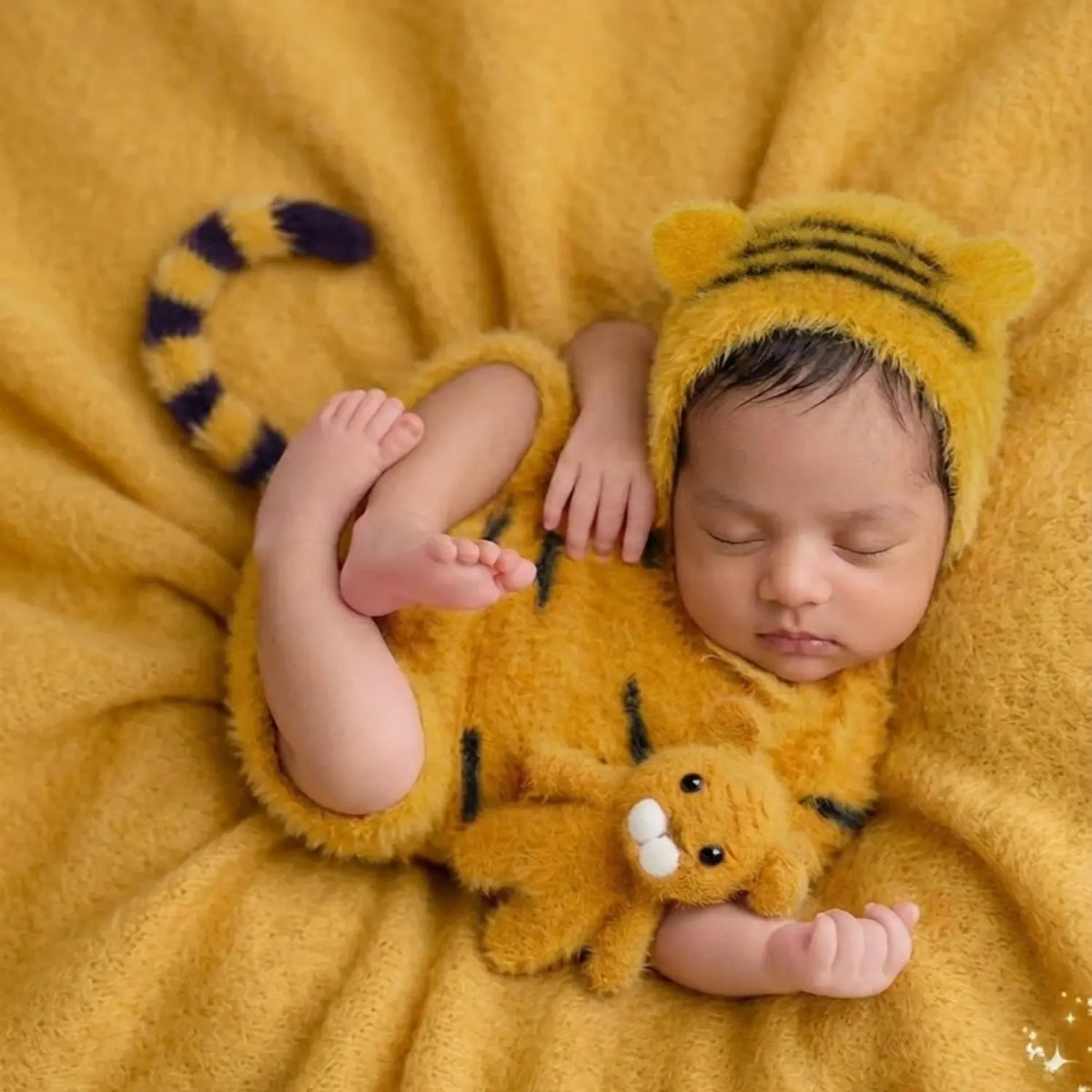 Baby Tiger Romper with Bonnet Outfit O054 | NB | Yellow