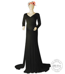 Neckline Full Sleeve M012 Maternity Gown | Black