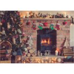 LB0027 Christmas Vintage Fireplace Festivals and Seasons Backdrop