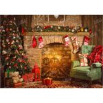 LB0050 Christmas Vintage Fireplace 2 Festivals and Seasons Backdrop
