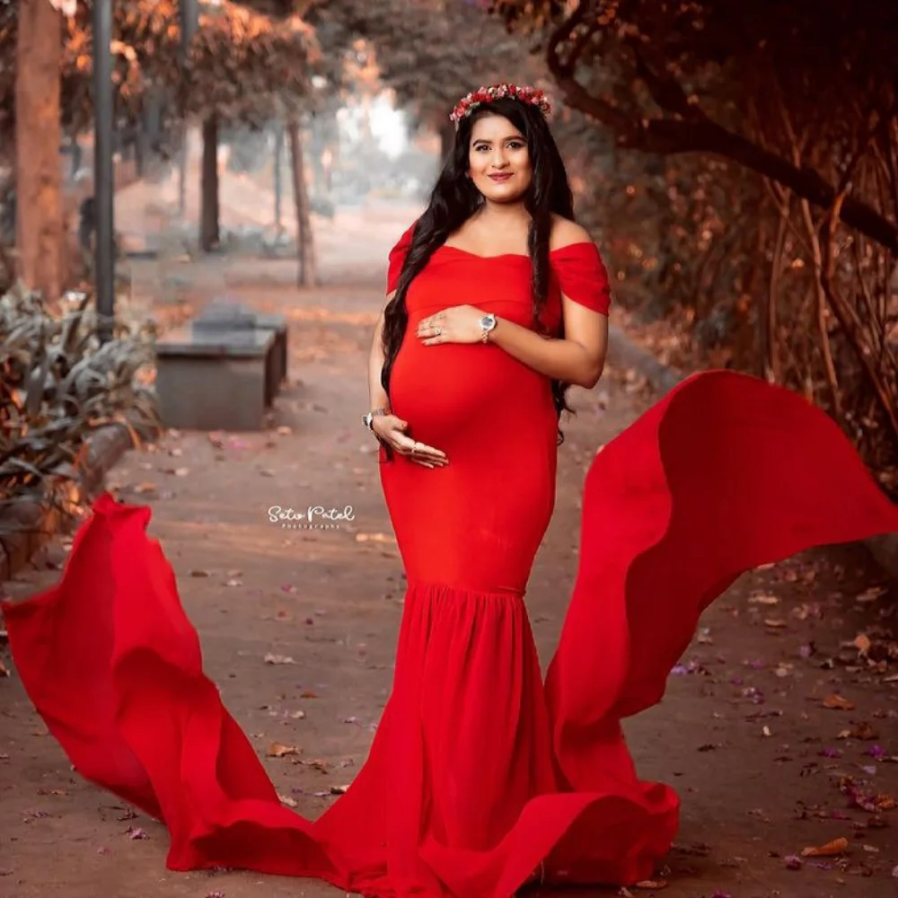 Vedolay Spring Maternity Dress Women's Off Shoulder Long Sleeve Lace Maternity  Gown Maxi Photography Dress, Red XXL - Walmart.com