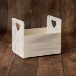 Crate Style Heart Cut Bed | Wooden Toy | Rustic White