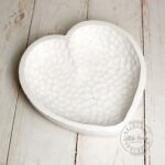 Handcarved Heart Bowl Wooden Rustic White