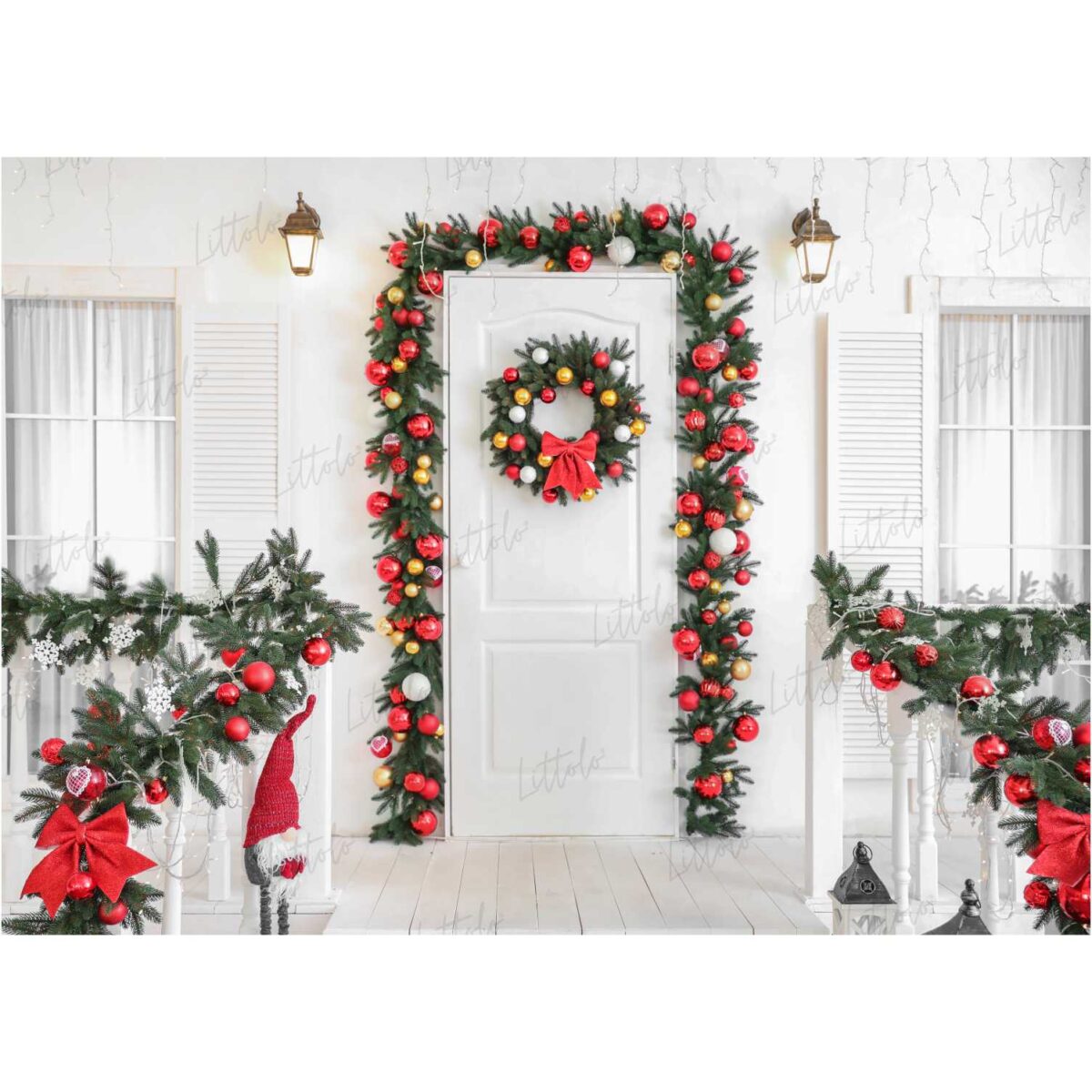 LB0190 Christmas Doorway Festivals and Seasons Backdrop