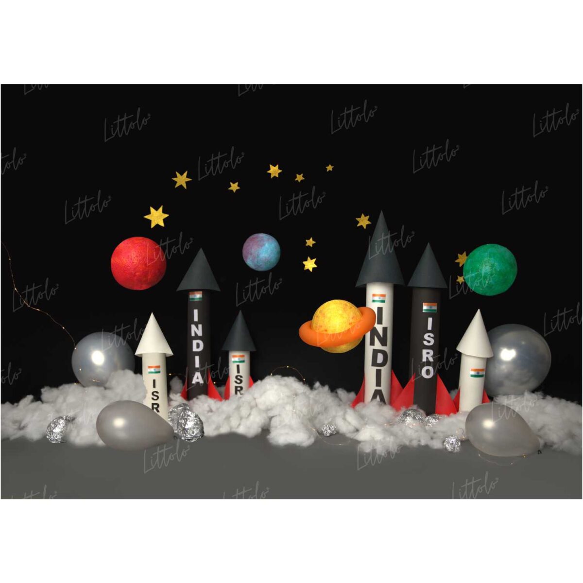 LB0216 Space Rockets Theme Backdrop