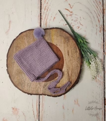 Baby Woolen Bonnet with Pompom _ 6M _ Purple