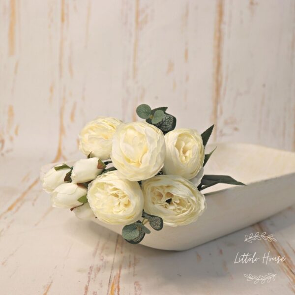 Artificial Rose Peony Flowers Bunch of 1 | White