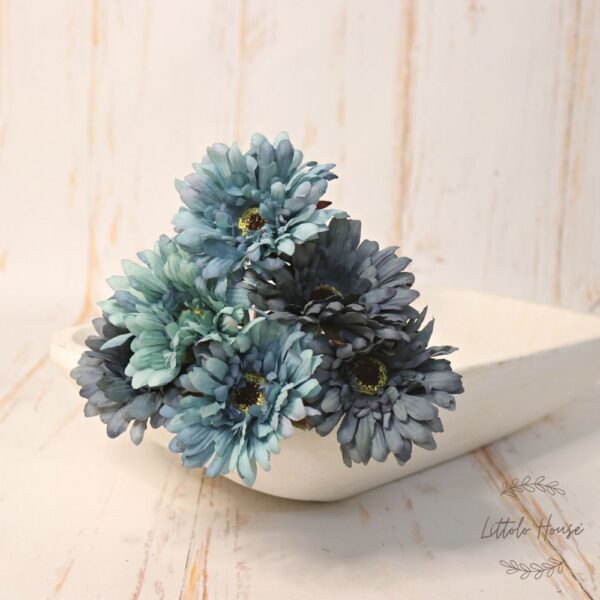 Artificial Sunflower Bouquet Flowers Bunch of 7 Blue Shades