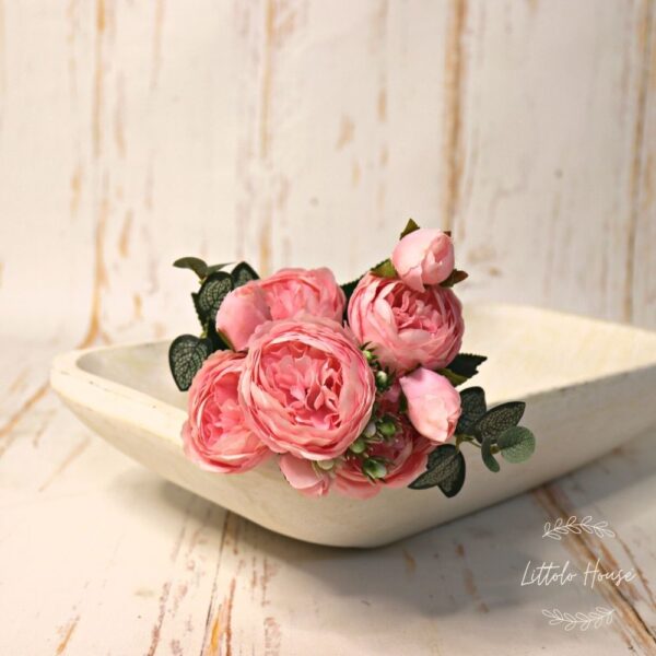 Artificial Rose Peony Flowers Bunch of 1 _ Pink