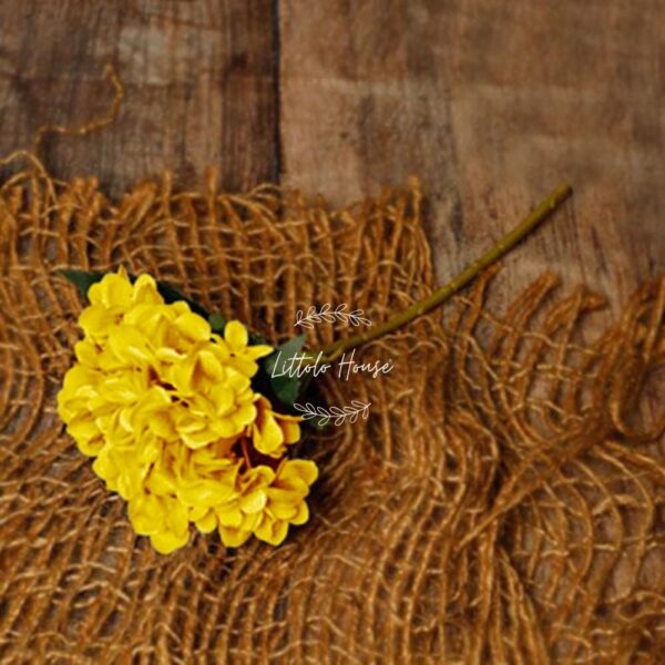 Artificial Hydrangea Silk Faux Flowers Bunch of 1 _ Yellow