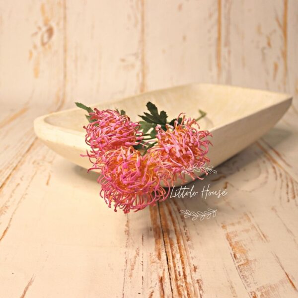 Artificial Pincushion Proteas Flowers F042 _ Bunch of 3 Heads_ Pink