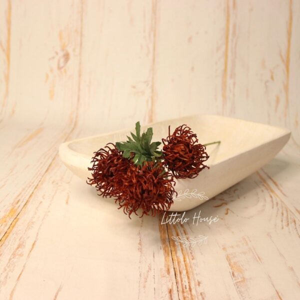 Artificial Pincushion Proteas Flowers F042 _ Bunch of 3 Heads_Cherry