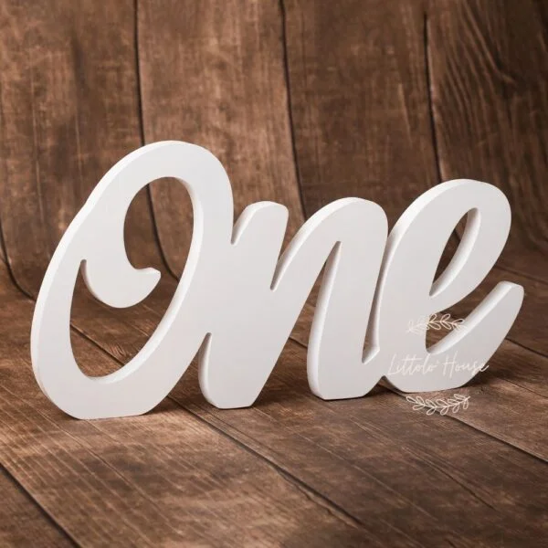 Cursive ONE Sign for First Birthday C1, Wooden Decorative