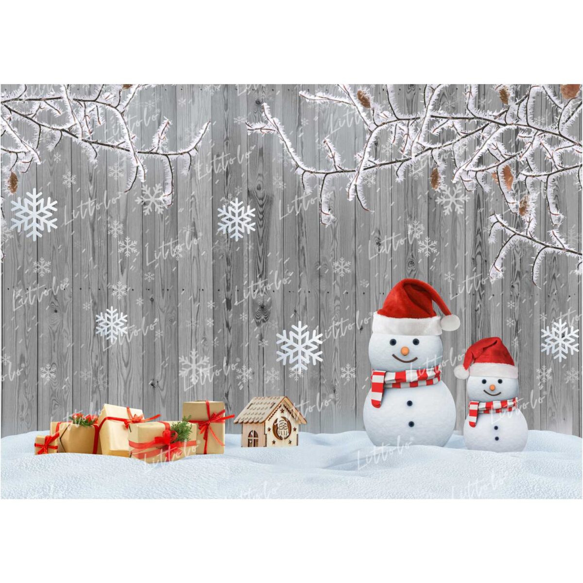 LB0018 Christmas Snowman Outdoors Theme Backdrop
