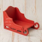 Santa Claus Reindeer Christmas Sleigh W055 _ Wooden Toy _ Red