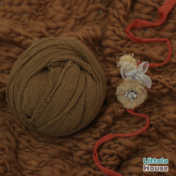 Hand Spun Wool knit thin Marino Layer with Cheese wrap and Headband set of 3 SR064 | NB | Chocolate Brown